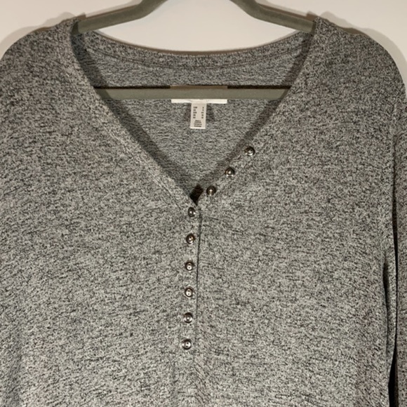 Addition Elle Light Grey Long Sleeve Button Down Shirt - Picture 2 of 7